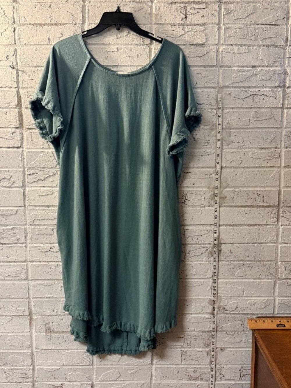 Umgee Plus Size 2XL Sage Green Linen Cotton Boho Midi Dress Raw Hem